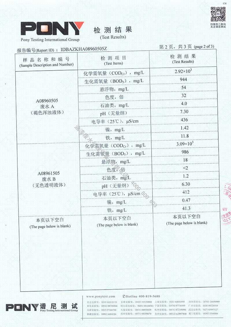 噴漆廢水處理設(shè)備檢測報(bào)告3